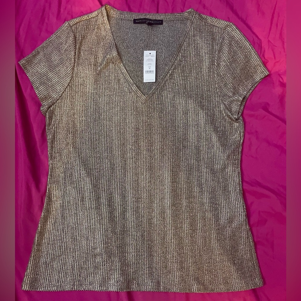 Gold White House Black Market Blouse